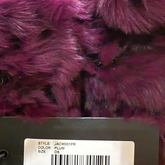 Jocelyn Rabbit Fur Hand Warming Fingerless Gloves - PLUM - Picture 2 of 3